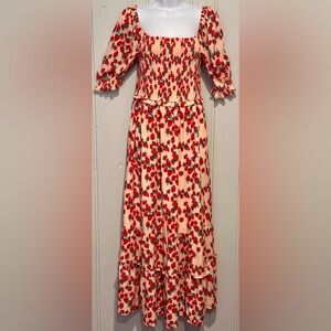 Betsey Johnson Red & Pink Strawberry Maxi Dress